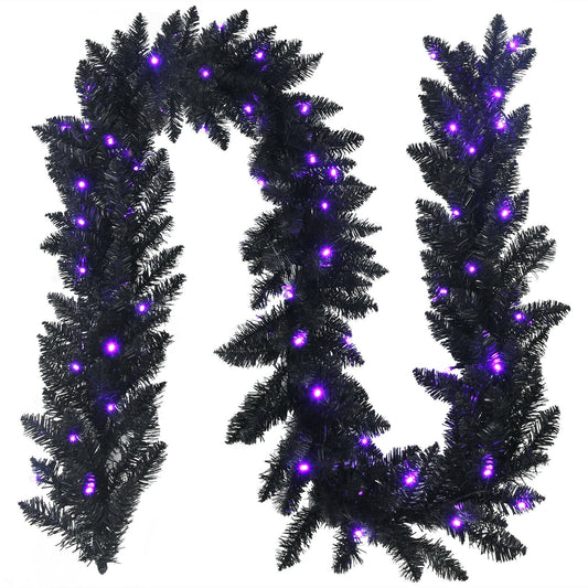 9 Feet Pre-lit Christmas Halloween Garland with 50 Purple LED Lights, Black Halloween Black at Gallery Canada