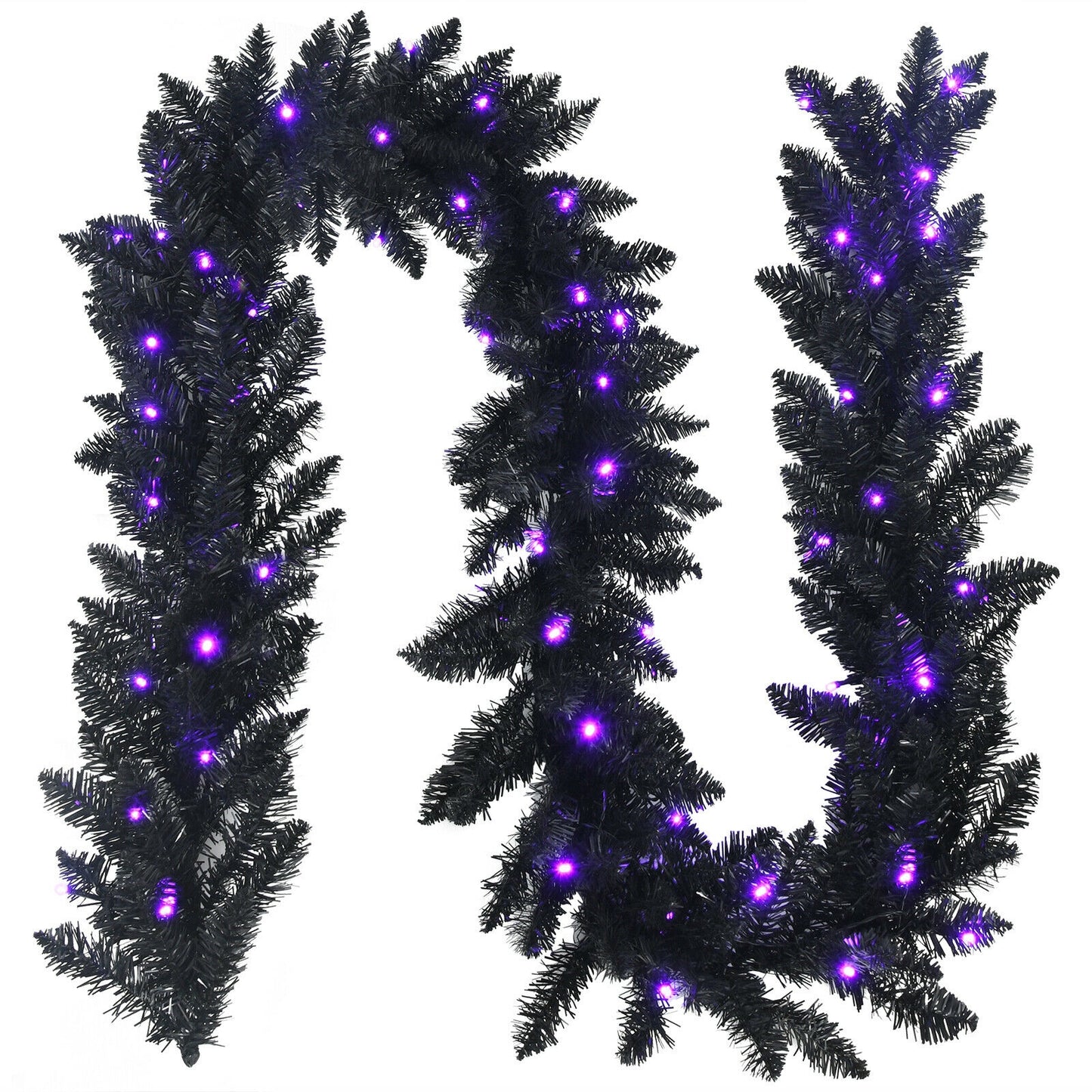9 Feet Pre-Lit Garland, 50 LED Lights, Black, Purple Halloween at Gallery Canada