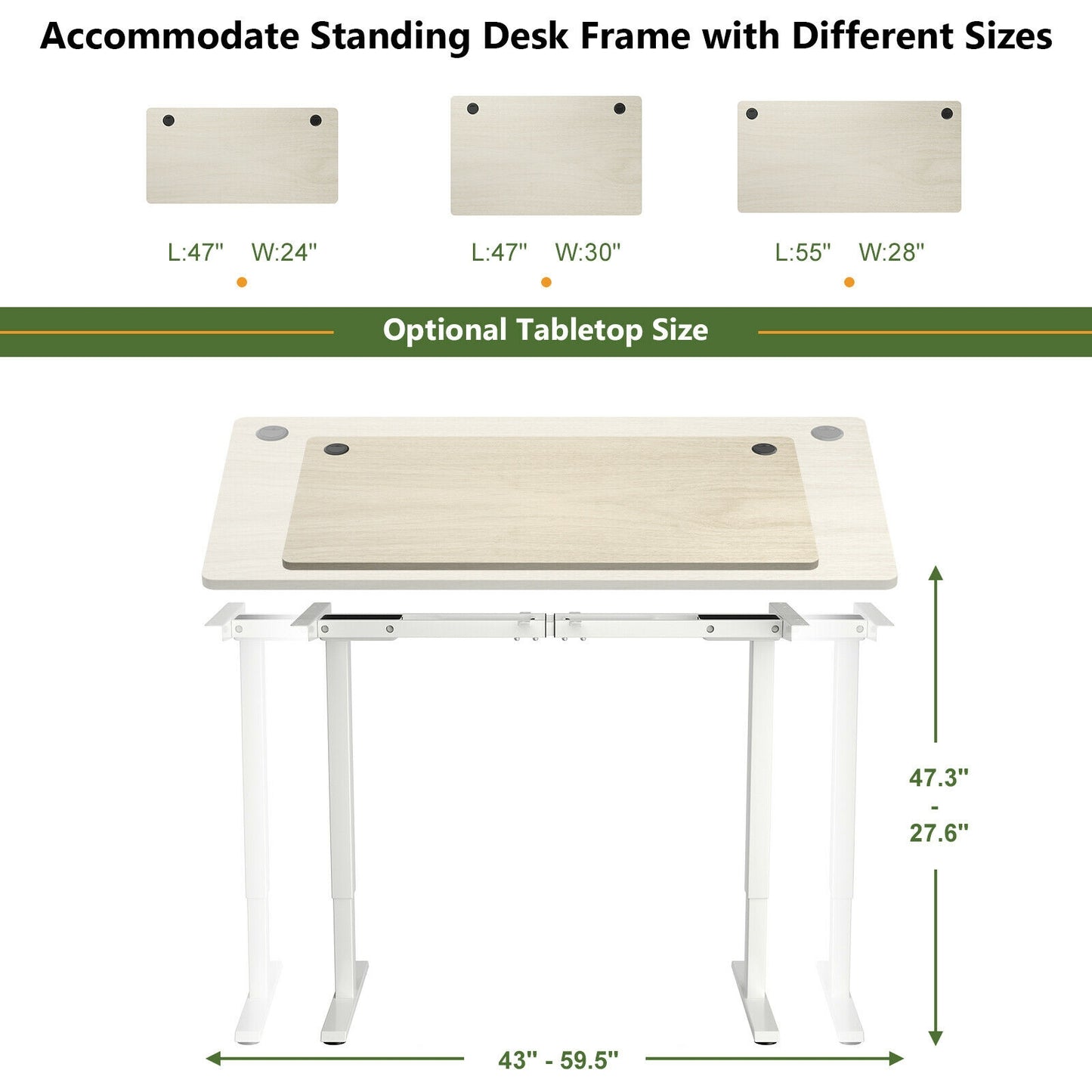 55" x 28" Universal Tabletop for Standard and Standing Desk Frame, Natural Office Desks at Gallery Canada