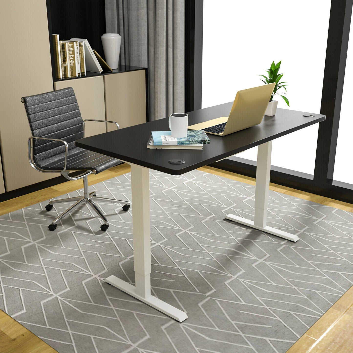 58" x 28" Universal Tabletop for Standard and Standing Desk Frame, Black Office Desks at Gallery Canada