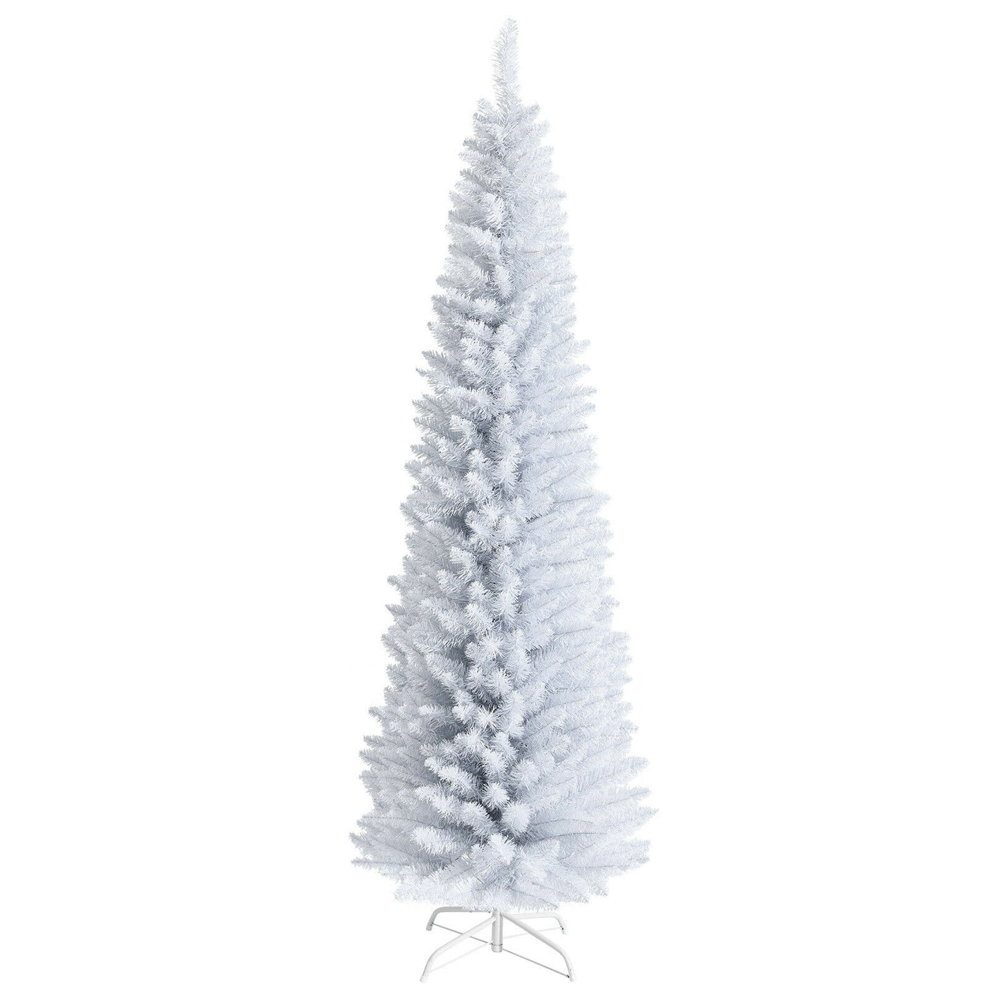 7 Feet Unlit Artificial Slim Christmas Pencil Tree with Metal Stand, White Christmas Tree 7 ft at Gallery Canada