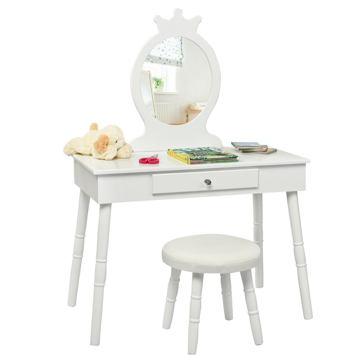 Vanity Makeup Table And Chair Set, White Kids Vanities White at Gallery Canada