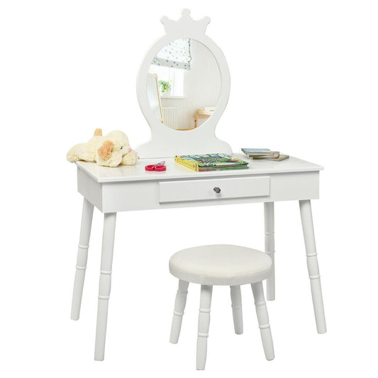 Vanity Makeup Table & Chair Set Make Up Stool, White - Gallery Canada