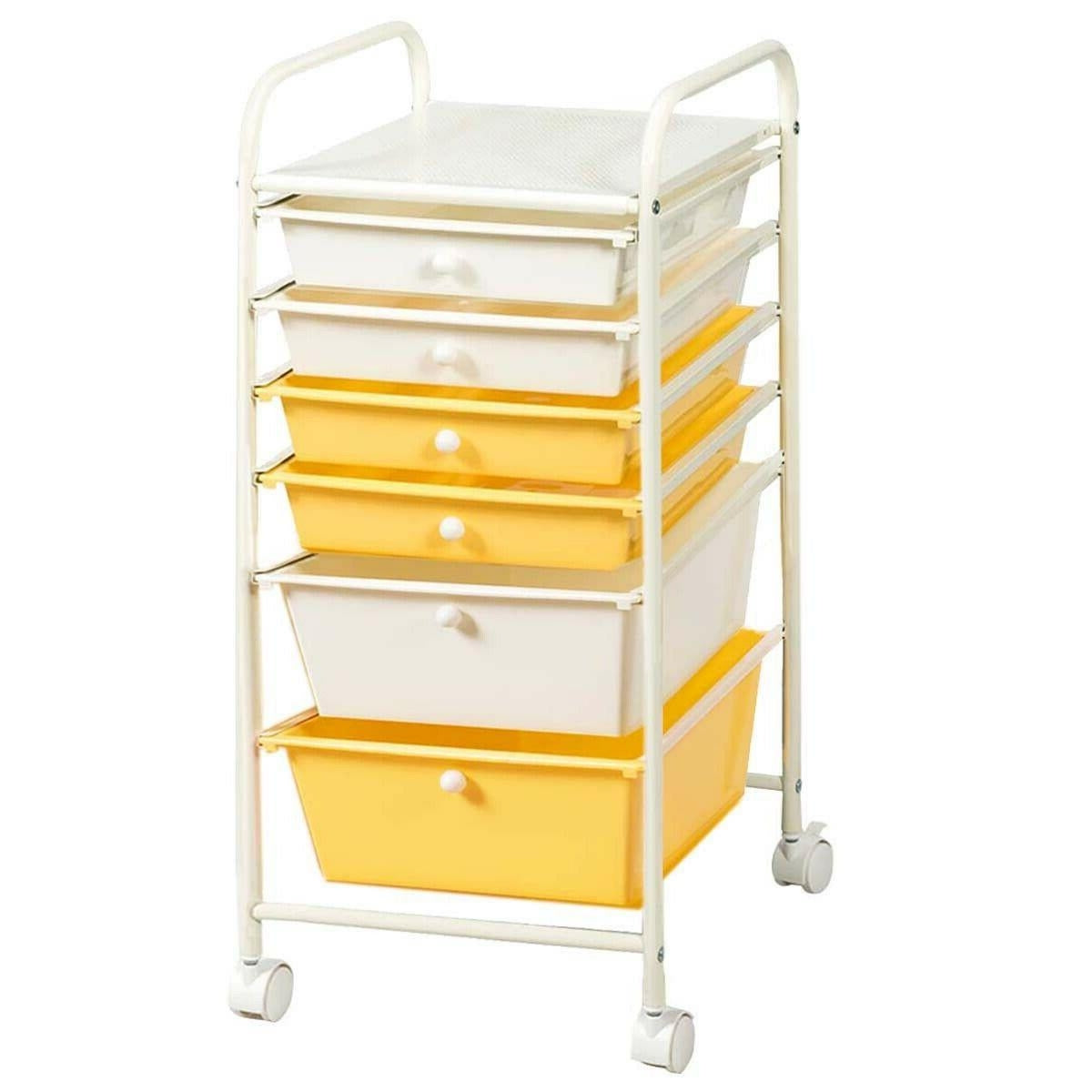 6 Drawer Rolling Storage Cart Organizer, Yellow File Cabinets at Gallery Canada
