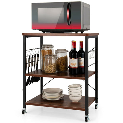 3-Tier Kitchen Baker's Rack Microwave Oven Storage Cart with Hooks, Vintage at Gallery Canada