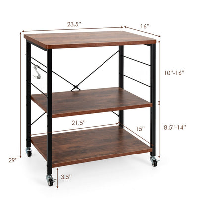 3-Tier Kitchen Baker's Rack Microwave Oven Storage Cart with Hooks, Vintage at Gallery Canada