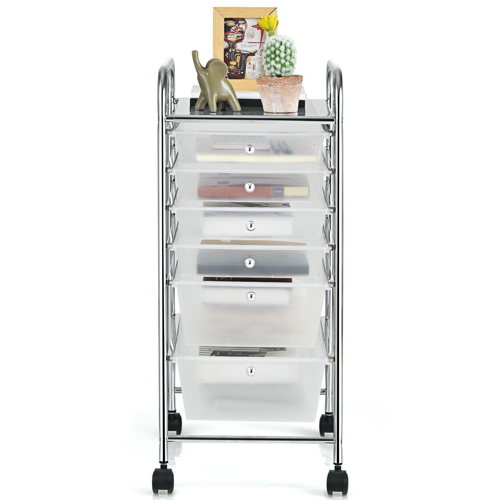 6 Drawers Rolling Storage Cart Organizer, Transparent File Cabinets at Gallery Canada