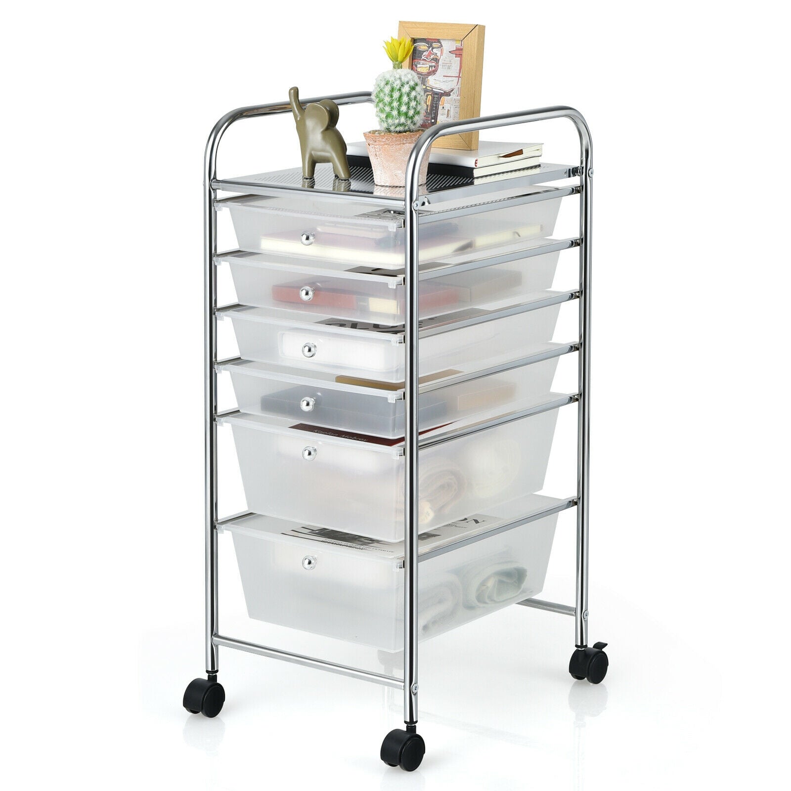 6 Drawers Rolling Storage Cart Organizer, Transparent File Cabinets at Gallery Canada