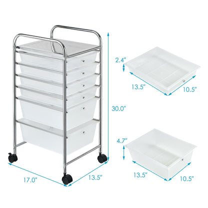 6 Drawers Rolling Storage Cart Organizer, Transparent File Cabinets at Gallery Canada