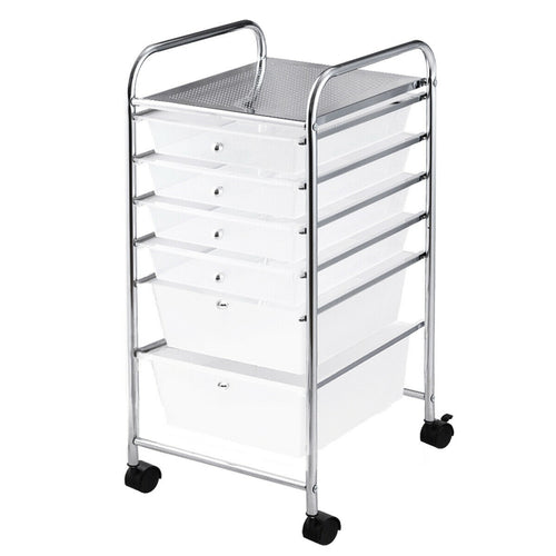 6 Drawers Rolling Storage Cart Organizer, Transparent
