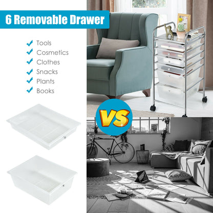 6 Drawers Rolling Storage Cart Organizer, Transparent File Cabinets at Gallery Canada