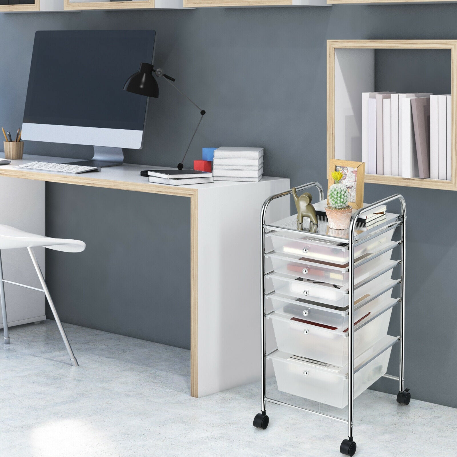 6 Drawers Rolling Storage Cart Organizer, Transparent File Cabinets at Gallery Canada
