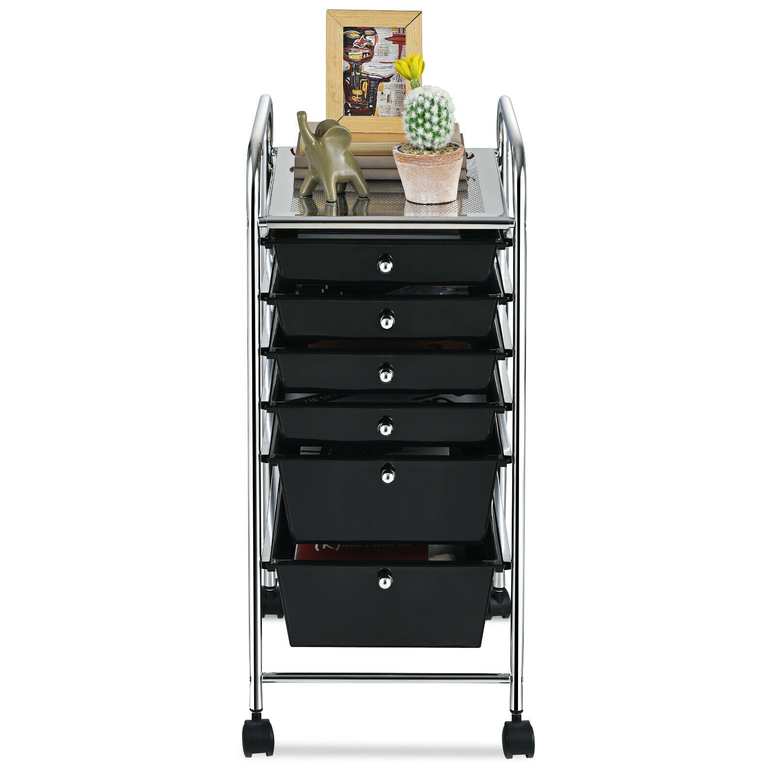 6 Drawers Rolling Storage Cart Organizer, Black File Cabinets at Gallery Canada