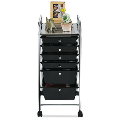 6 Drawers Rolling Storage Cart Organizer, Black File Cabinets at Gallery Canada