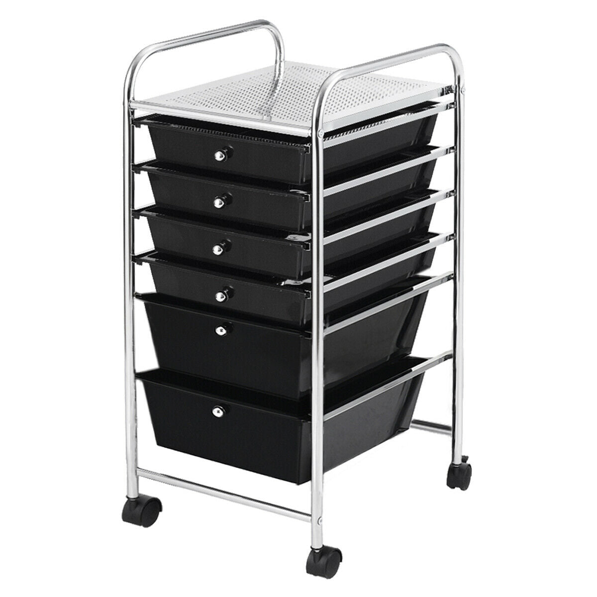 6 Drawer Rolling Storage Cart Organizer, Black File Cabinets Black at Gallery Canada