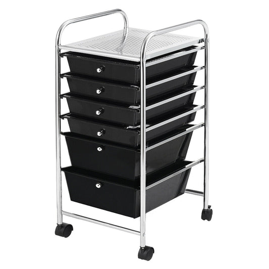 6 Drawer Rolling Storage Cart Organizer, Black File Cabinets Black at Gallery Canada