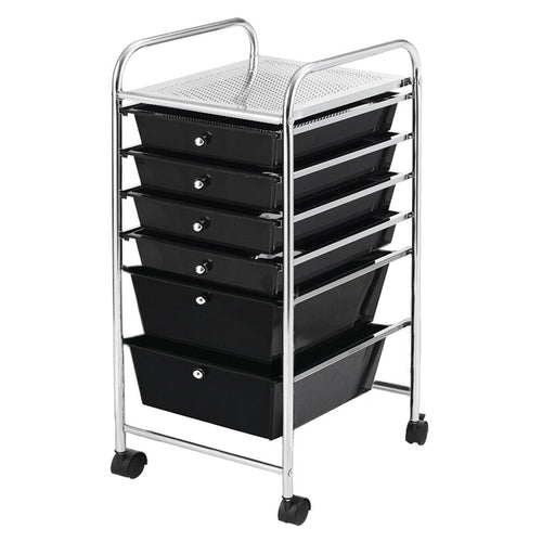 6 Drawer Rolling Storage Cart Organizer, Black