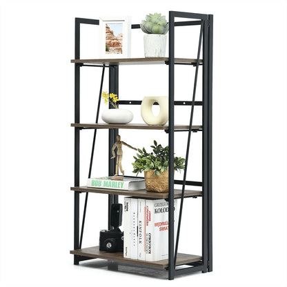 4-Tier Folding Bookshelf No-Assembly Industrial Bookcase Display Shelves - Gallery Canada