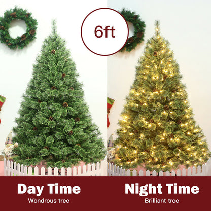 6 Feet Pre-Lit PVC Artificial Carolina Pine Tree with LED Lights, Green Christmas Tree at Gallery Canada