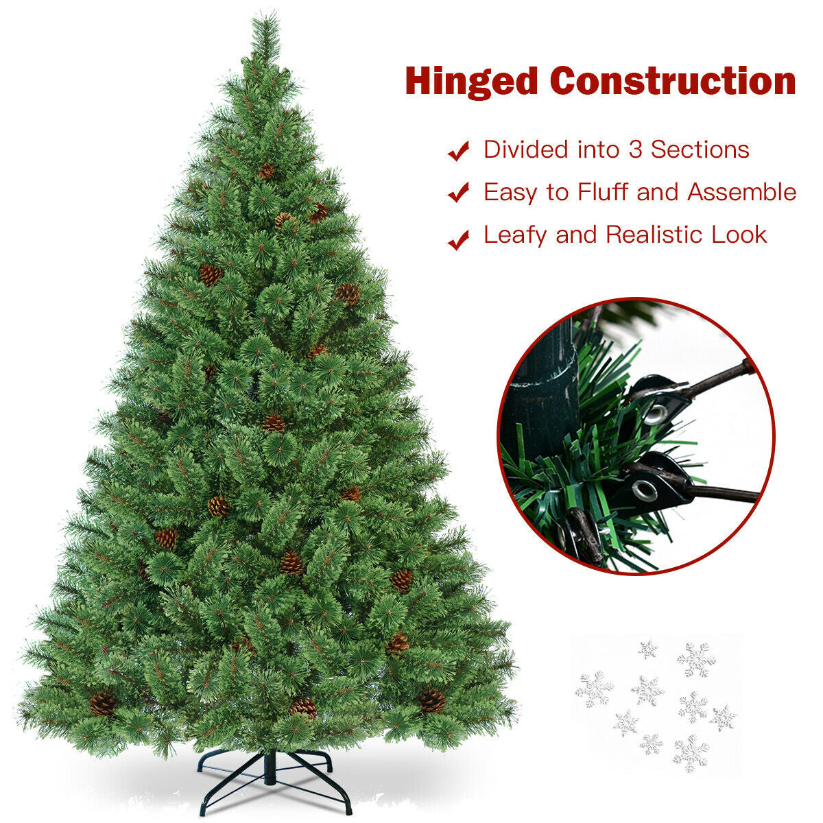 6 Feet Pre-Lit PVC Artificial Carolina Pine Tree with LED Lights, Green Christmas Tree at Gallery Canada