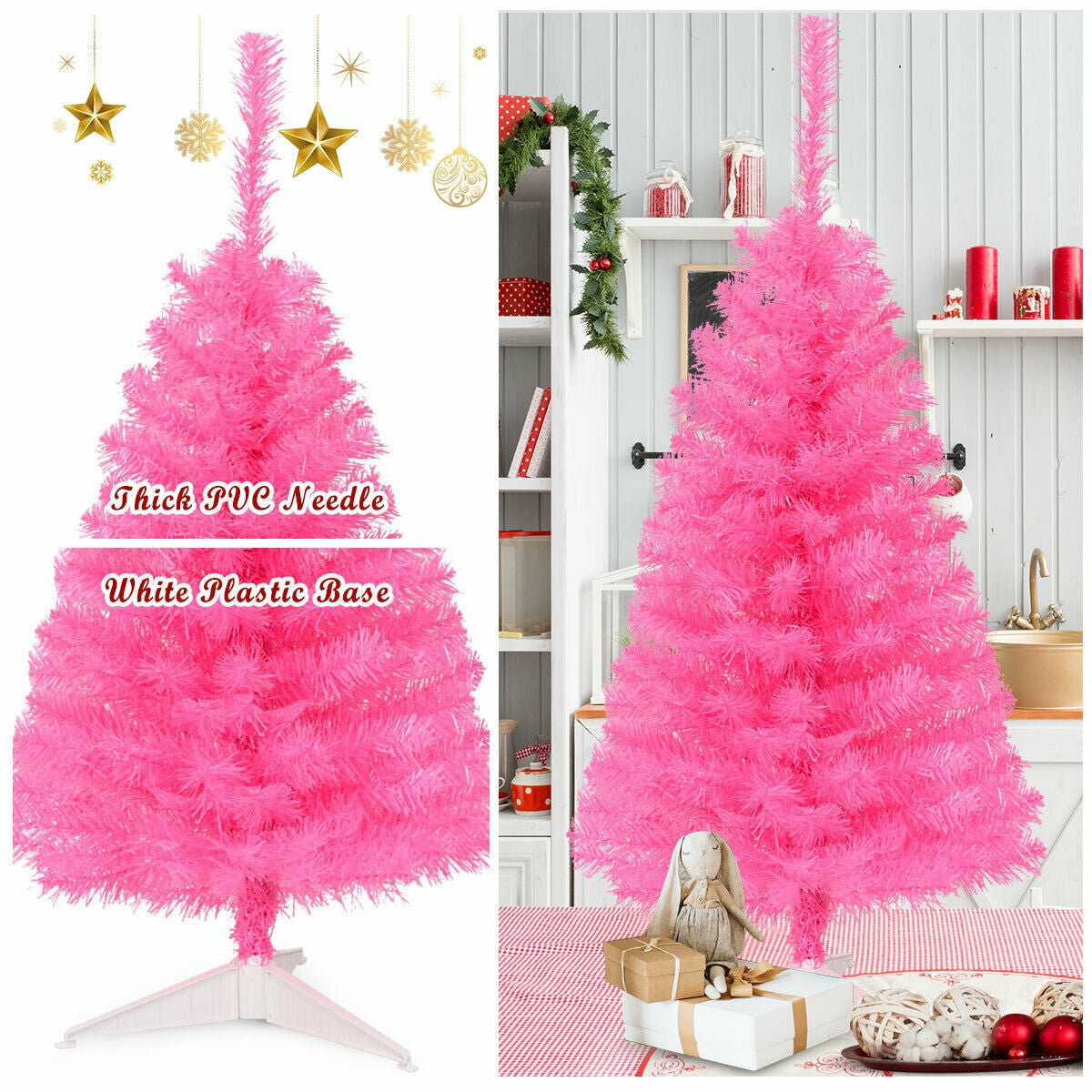 3 ft Premium Artificial Christmas Mini Tree with Stand, Pink Christmas Tree at Gallery Canada