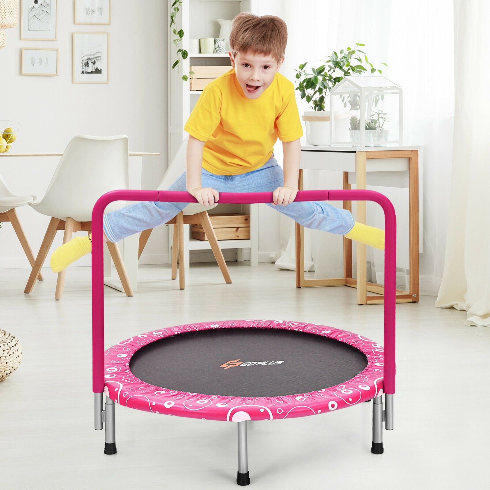 36 Inch Kids Trampoline Mini Rebounder with Full Covered Handrail , Pink Trampolines at Gallery Canada
