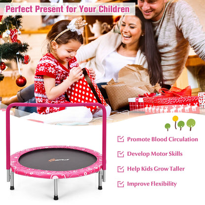 36 Inch Kids Trampoline Mini Rebounder with Full Covered Handrail , Pink Trampolines at Gallery Canada