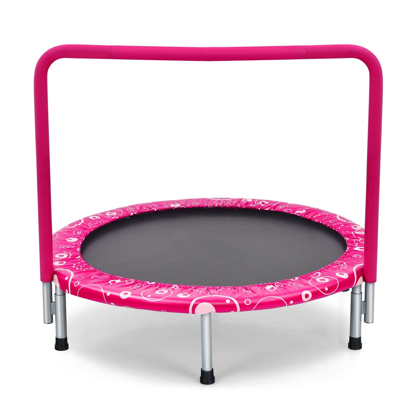 36 Inch Kids Trampoline, Mini Rebounder With Handrail, Pink Trampolines Pink at Gallery Canada