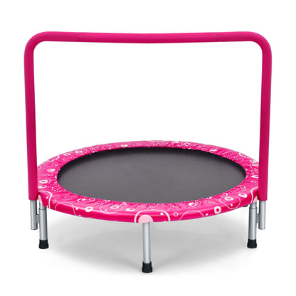 36 Inch Kids Trampoline, Mini Rebounder With Handrail, Pink Trampolines Pink at Gallery Canada