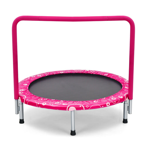 36 Inch Kids Trampoline, Mini Rebounder With Handrail, Pink