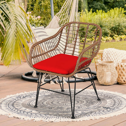 3 Pieces Patio Rattan Bistro Set with Cushion, Red Patio Conversation Sets at Gallery Canada
