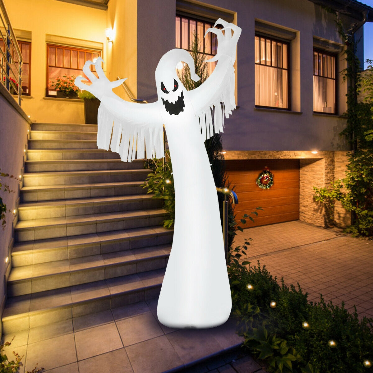12 Feet Halloween Inflatable Spooky Ghost with Blower and LED Lights, White Halloween at Gallery Canada