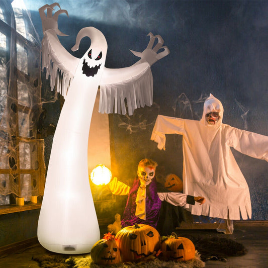 12 Feet Halloween Inflatable Spooky Ghost with Blower and LED Lights, White Halloween White at Gallery Canada