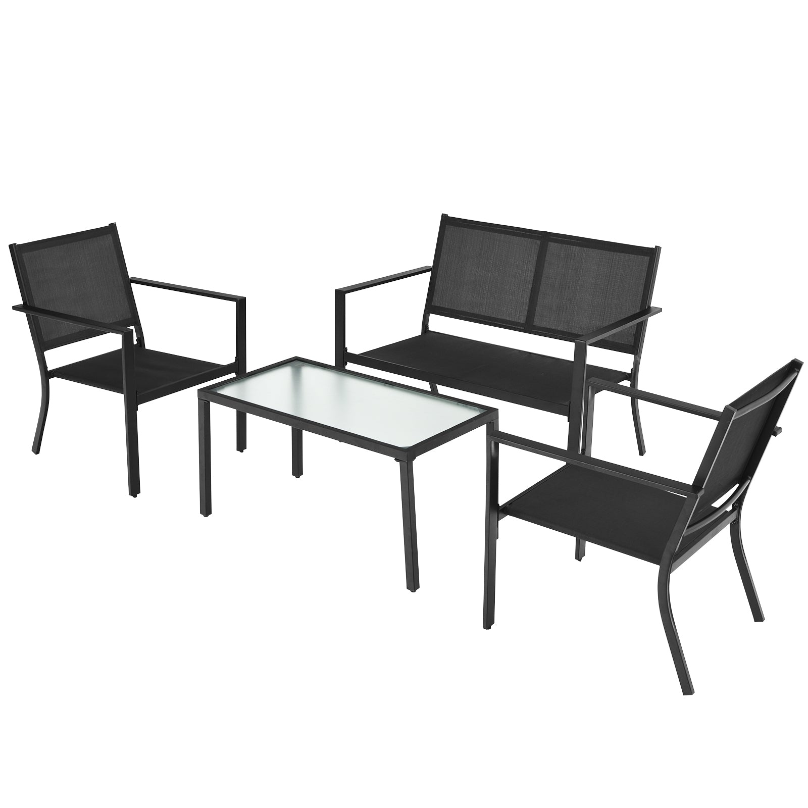 4 PCS Patio Furniture Set Sofa Coffee Table Steel Frame Garden, Gray Patio Conversation Sets at Gallery Canada
