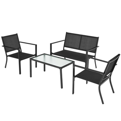 4 PCS Patio Furniture Set Sofa Coffee Table Steel Frame Garden, Gray Patio Conversation Sets at Gallery Canada