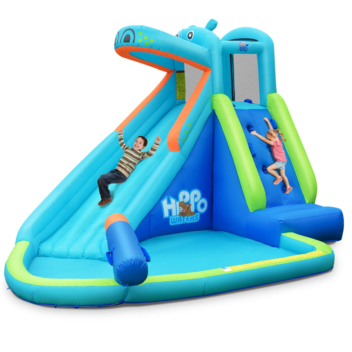 Inflatable Water Pool With Splash And Slide, Blue Bounce House Blue at Gallery Canada