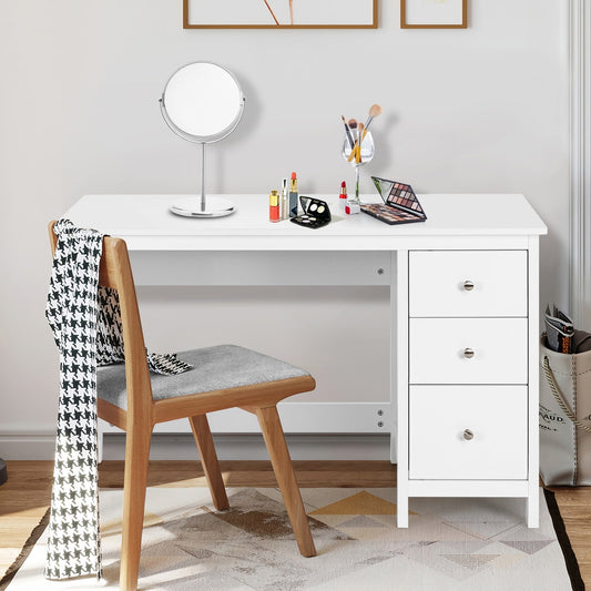 3-Drawer Home Office Study Computer Desk with Spacious Desktop, White - Gallery Canada