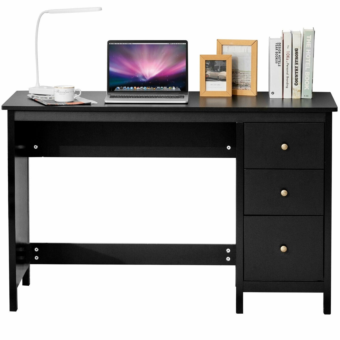 3-Drawer Home Office Study Computer Desk with Spacious Desktop, Black - Gallery Canada