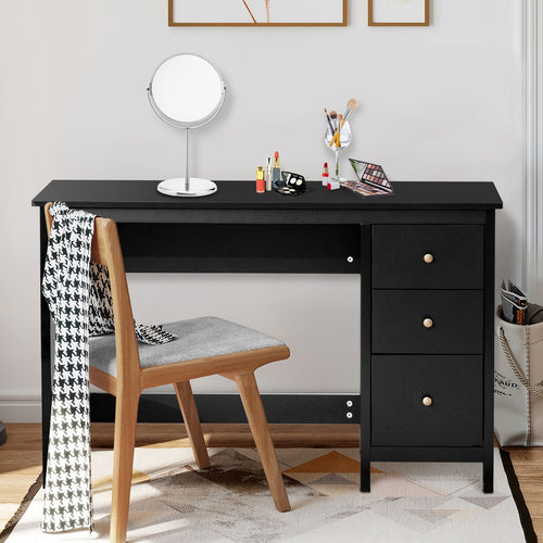 3-Drawer Home Office Study Computer Desk with Spacious Desktop, Black