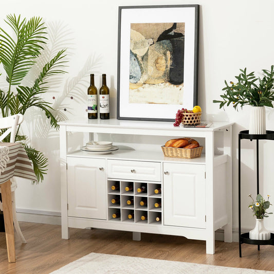 Elegant Classical Multifunctional Wooden Wine Cabinet Table White, White - Gallery Canada