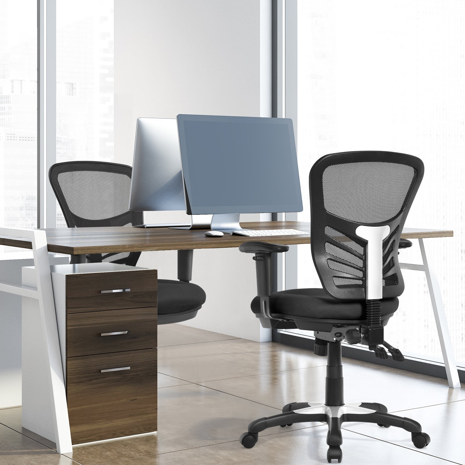 Ergonomic Mesh Office Chair with Adjustable Back Height and Armrests, Black Ergonomic Chairs at Gallery Canada