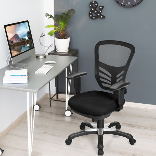 Ergonomic Mesh Office Chair with Adjustable Back Height and Armrests, Black - Gallery Canada