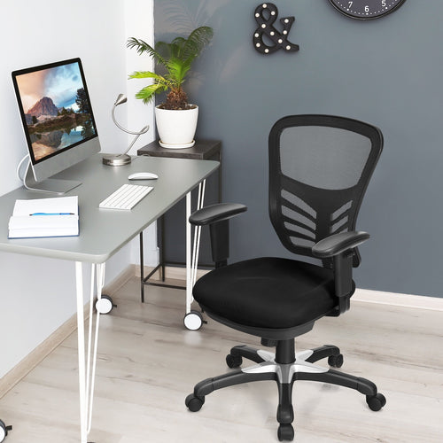 Ergonomic Mesh Office Chair with Adjustable Back Height and Armrests, Black