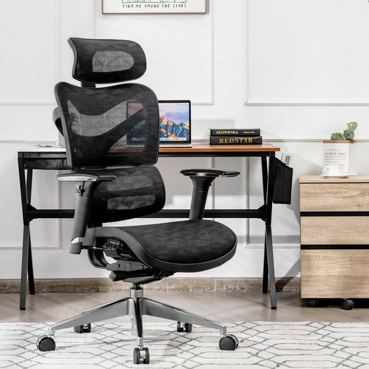 Ergonomic Mesh Adjustable High Back Office Chair with Lumbar Support, Black - Gallery Canada