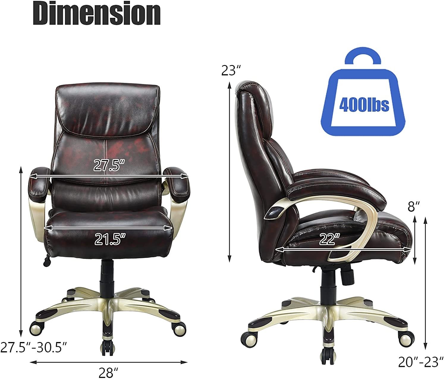 Adjustable Executive Office Recliner Chair with High Back and Lumbar Support, Brown - Gallery Canada