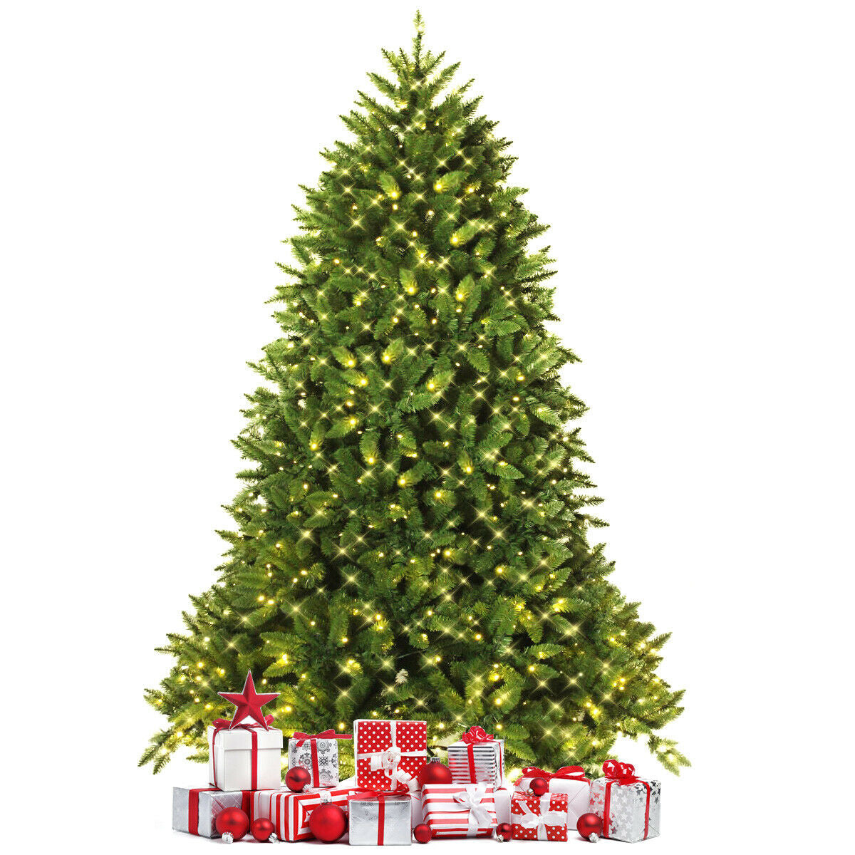 7.5 Feet Artificial Fir Christmas Tree, LED Lights, 1968 Branch Tips, Green Christmas Tree at Gallery Canada