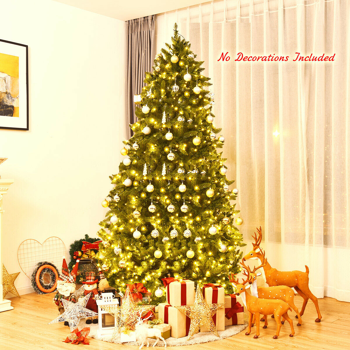 7.5 Feet Artificial Fir Christmas Tree, LED Lights, 1968 Branch Tips, Green Christmas Tree at Gallery Canada