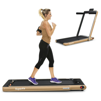 2.25 HP 2-in-1 Folding Walking Pad Treadmill with Dual Display and App Control at Gallery Canada