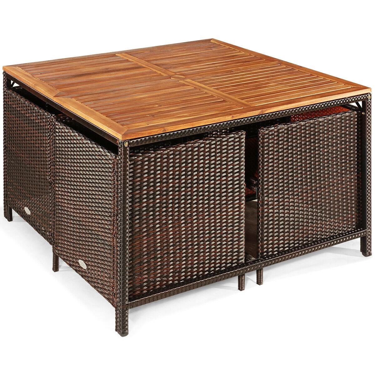 9PCS Patio Rattan Dining Cushioned Chairs Set, Red Patio Dining Sets at Gallery Canada