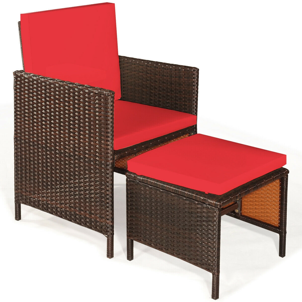 9PCS Patio Rattan Dining Cushioned Chairs Set, Red Patio Dining Sets at Gallery Canada